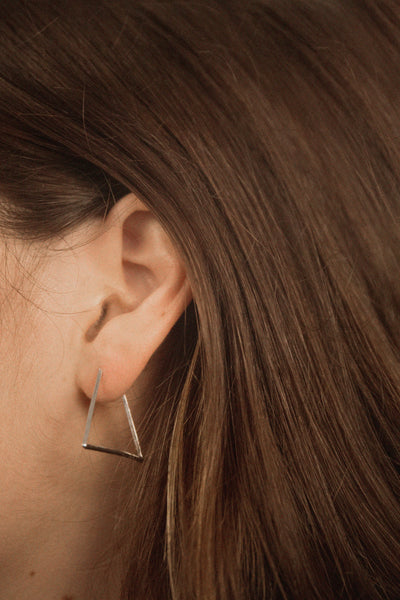 Modhemia Angle Hoops Earring Sterling Silver 14k Yellow Gold