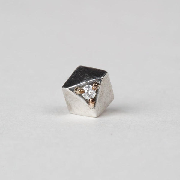 Modhemia Planar Stud Sterling Silver 14k Yellow Gold Diamond
